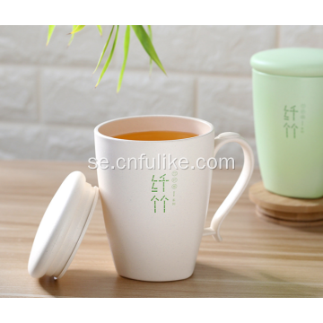 Återanvändbar Bamboo Fiber Plastic Drinking Cup med lock